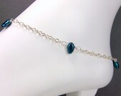 Plus Size Anklet Dark Teal Anklet Freshwater Pearls & Sterling Silver Chain Bohemian Gypsy Style Ample Goddess Jewelry