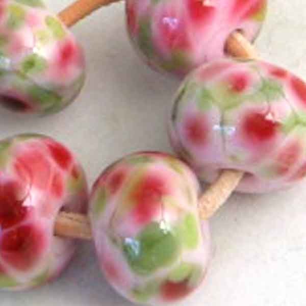 Cherry Orchard 5 Lampwork Spacer Handmade Glass Beads