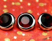 10 Garnet Crystal Hair Snaps - Round Silver Rim Edition -- Made with Swarovski Crystal Element Rhinestones