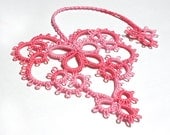Pink Heart Tatted Bookmark - FREE SHIPPING