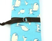 SHORT Knitting Needle Case Organizer - Little Dogs - brown pockets