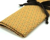 Large Knitting Needle Case or Art Tool Organizer - Acorn Chain - 30 brown pockets for circular, straight, dpn, or paint brushes