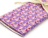 Large Knitting Needle Case Organizer - Purple Dragonfly - 30 natural pockets for circular, straight, dpn, or paint brushes
