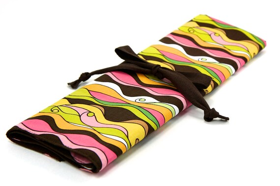 Knitting Needle Case Organizer Large Organizer - Lola - 30 brown pockets for circular, straight, dpn, or paint brushes
