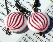 Red and White Swirl Earrings