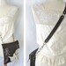 Brown Leather Boho Messenger Bag with Crochet Doily and Antique Key - Medium One Of A Kind - MADE TO ORDER