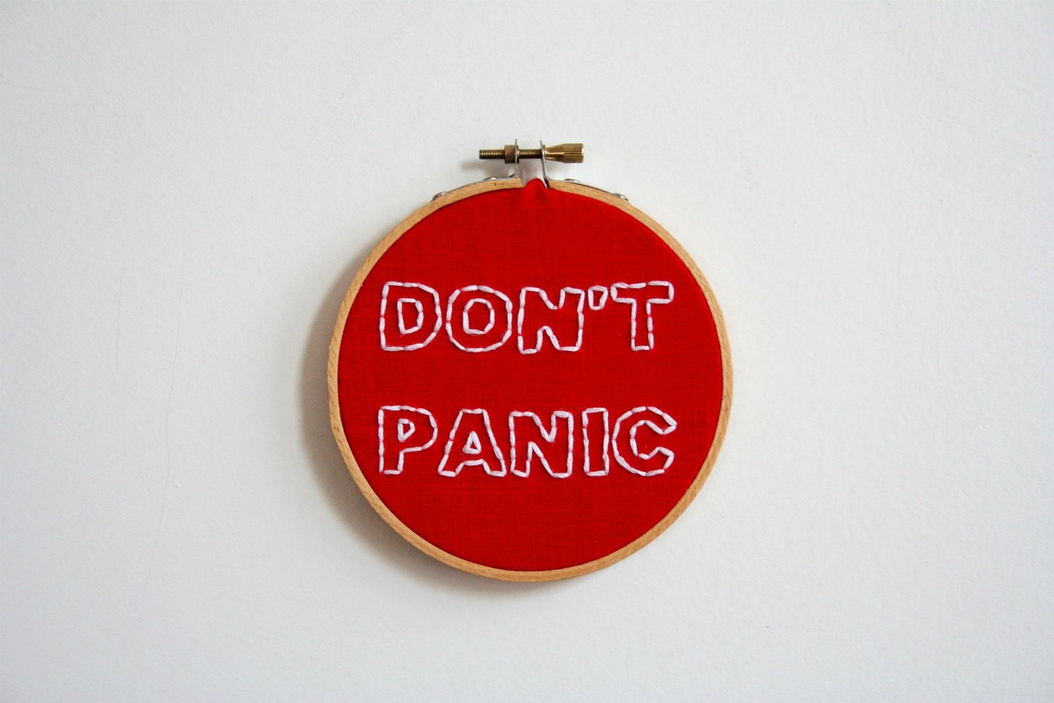 Hand Embroidery Hoop - Don't Panic