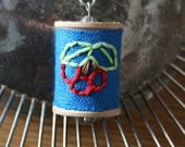 Stitched Vintage Spool Necklace - Cherry Berry - SALE