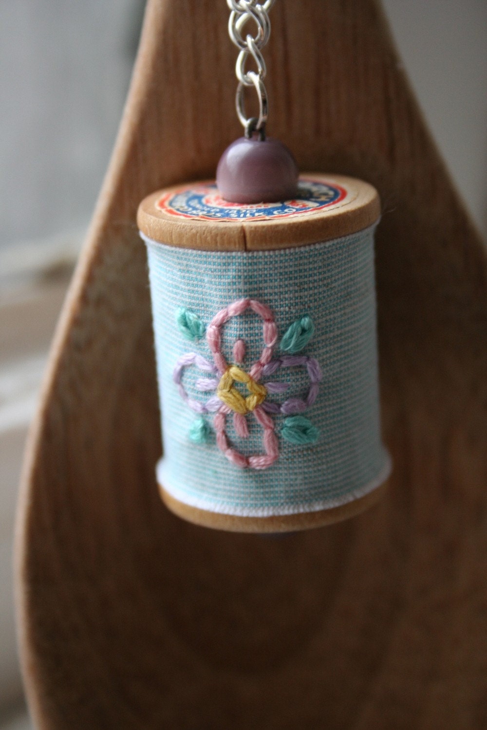 Stitched Vintage Spool Necklace - Pretty Posy - SALE