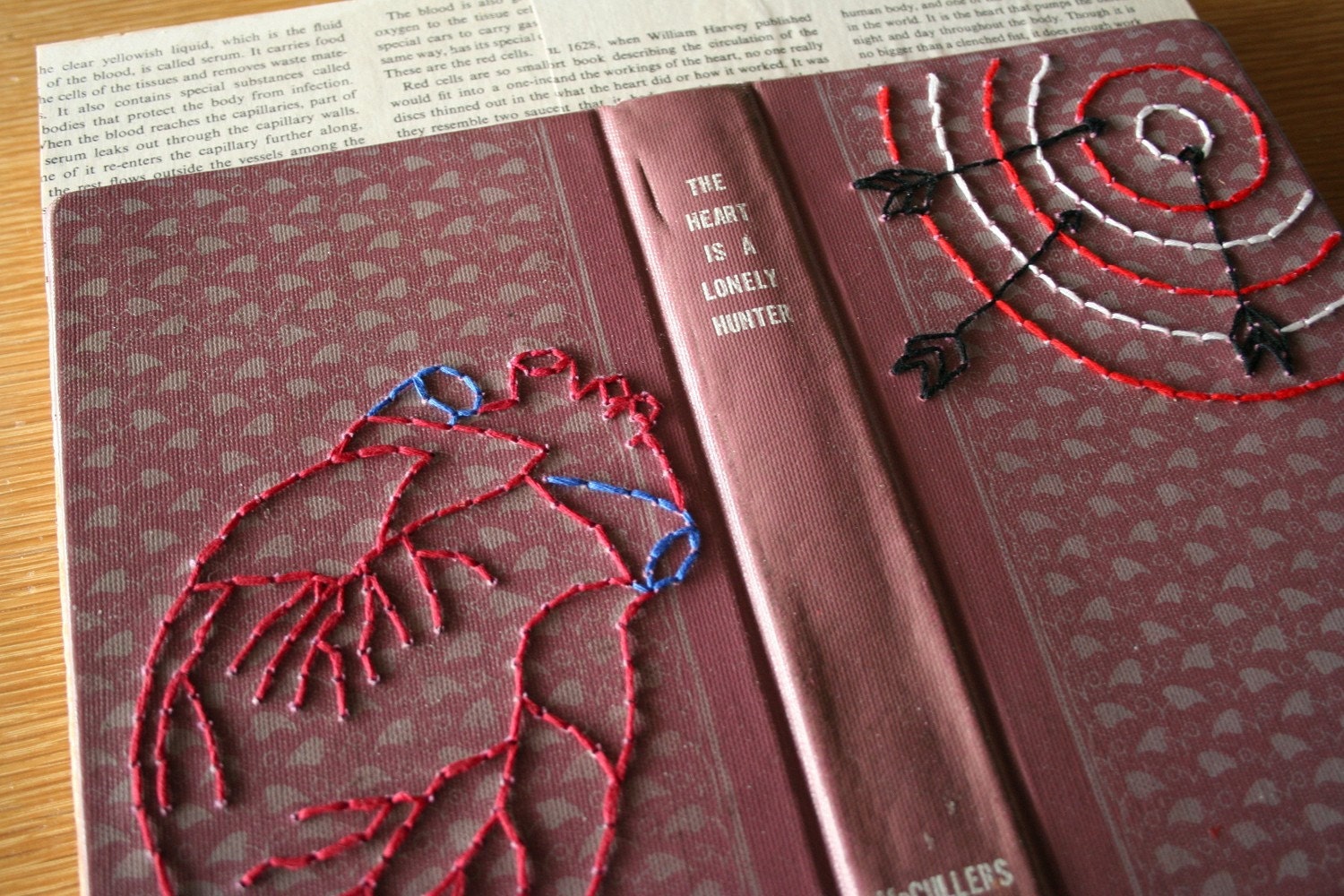 Hand Embroidered Art - The Heart is a Lonely Hunter RESERVED