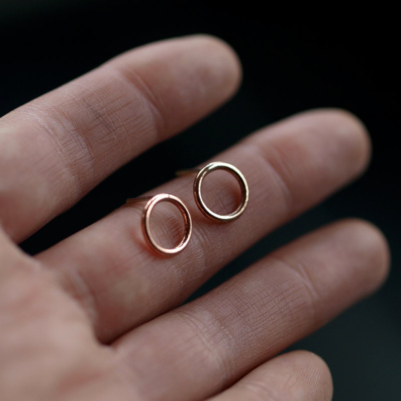 Copper Open Circle Earrings Modern Metal Handmade Jewelry