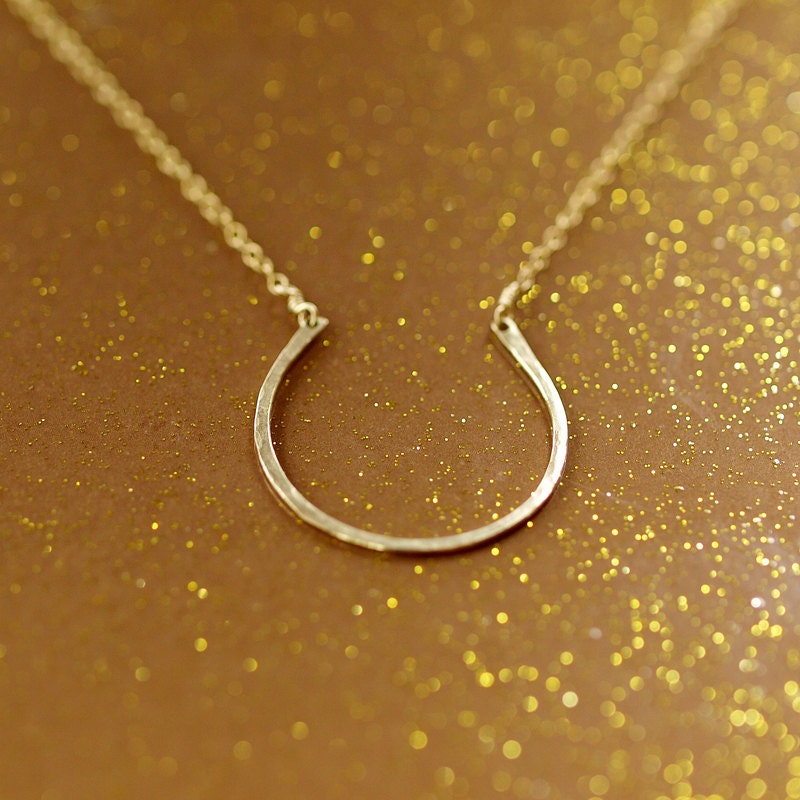 Lucky Necklace Gold Good Luck Horseshoe Equestrian Handmade Goldfilled Jewelry