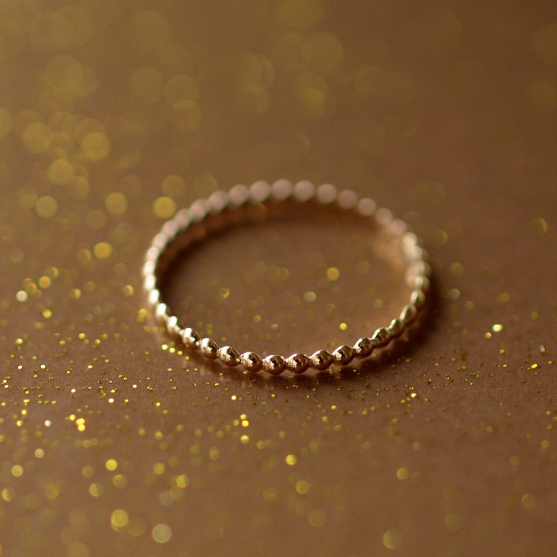 14k Gold Dotted Stacking Ring Band