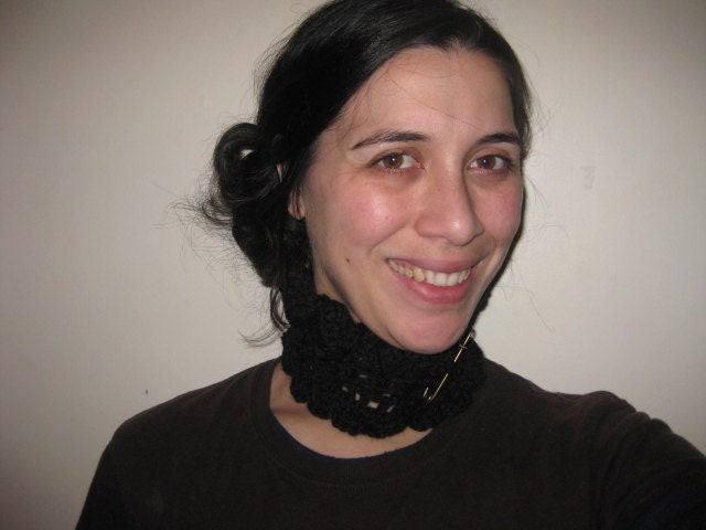 Frilly Indulgence in Black - NZ Merino and Alpaca WOOL Wrap-around Neckwarmer - Custom Order
