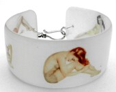 VINTAGE PINUP trio Resin art cuff bangle bracelet Vintage photo