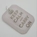 Keep Calm and Carry On in slipper pink and taupe resin art 1.5 inch charm pendant