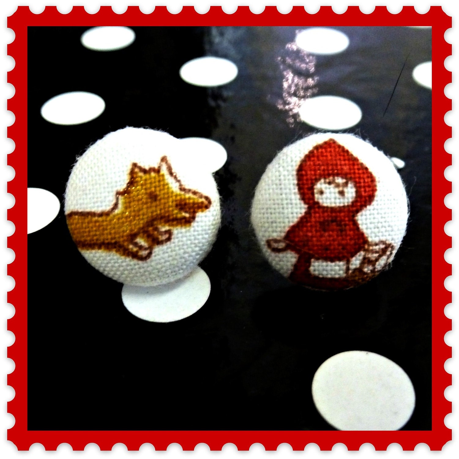little red riding hood and the wolf cute little stud earrings