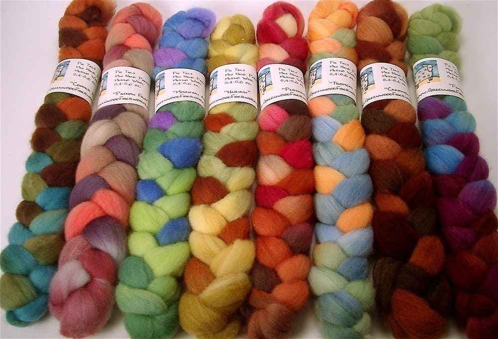 SAMPLE BOX SURPRISE Hand Painted Merino Wool Rovings