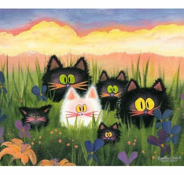 HERD OF KITTIES Matted Print