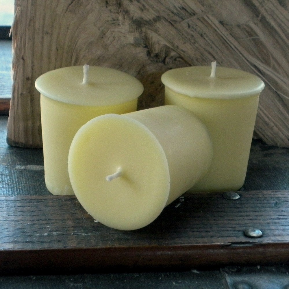 Yellow Soy Votives, Unscented set of 12