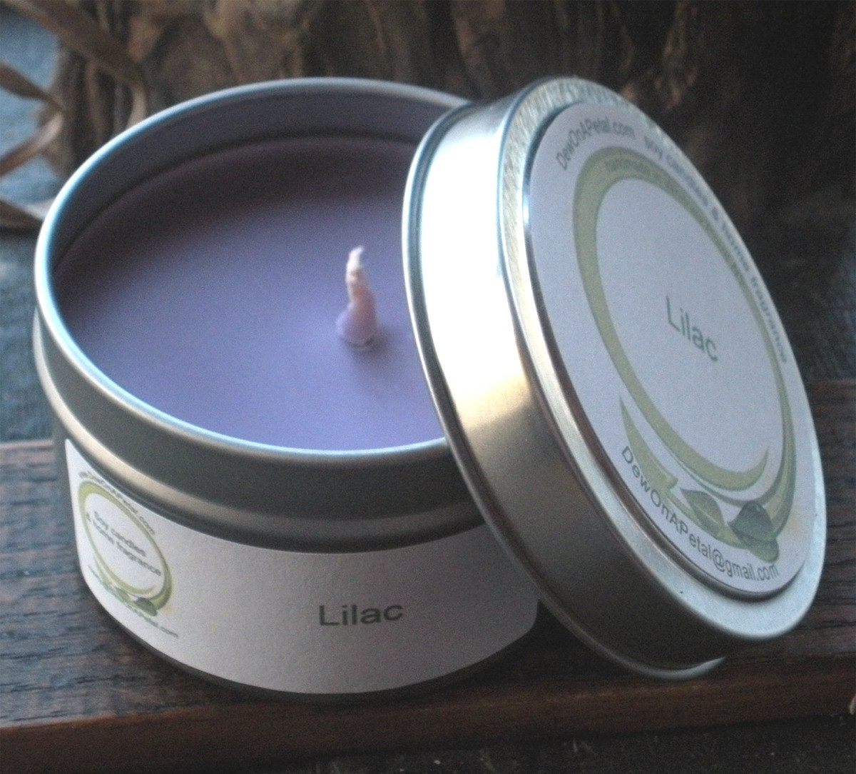 Lilac Soy Candle, Floral Scented Travel Tin 6 oz