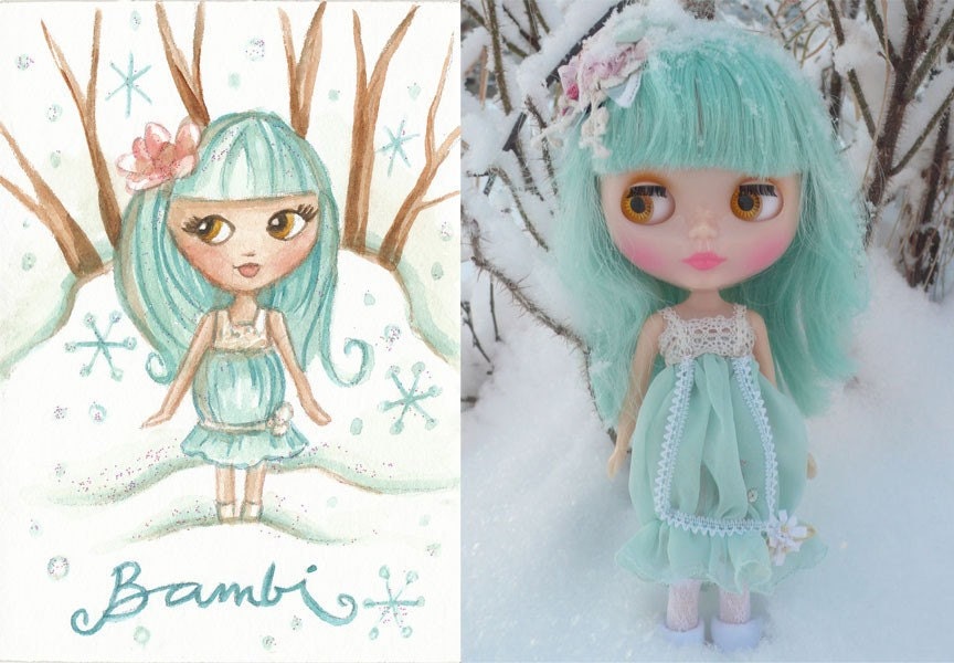 Custom MINI Watercolor Portrait of YOUR Blythe