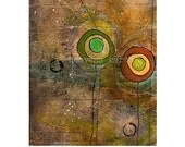 1 green, 1 orange flower (Reproduction Print)