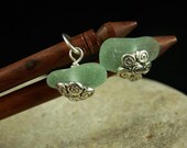 Genuine Sea Glass and Rosewood Hair Sticks Coke Bottle Green