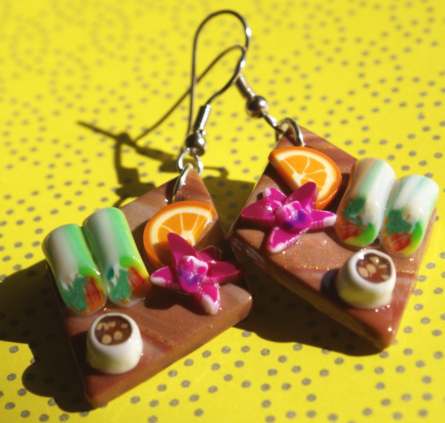 Diamond Spring Roll Platter Earrings