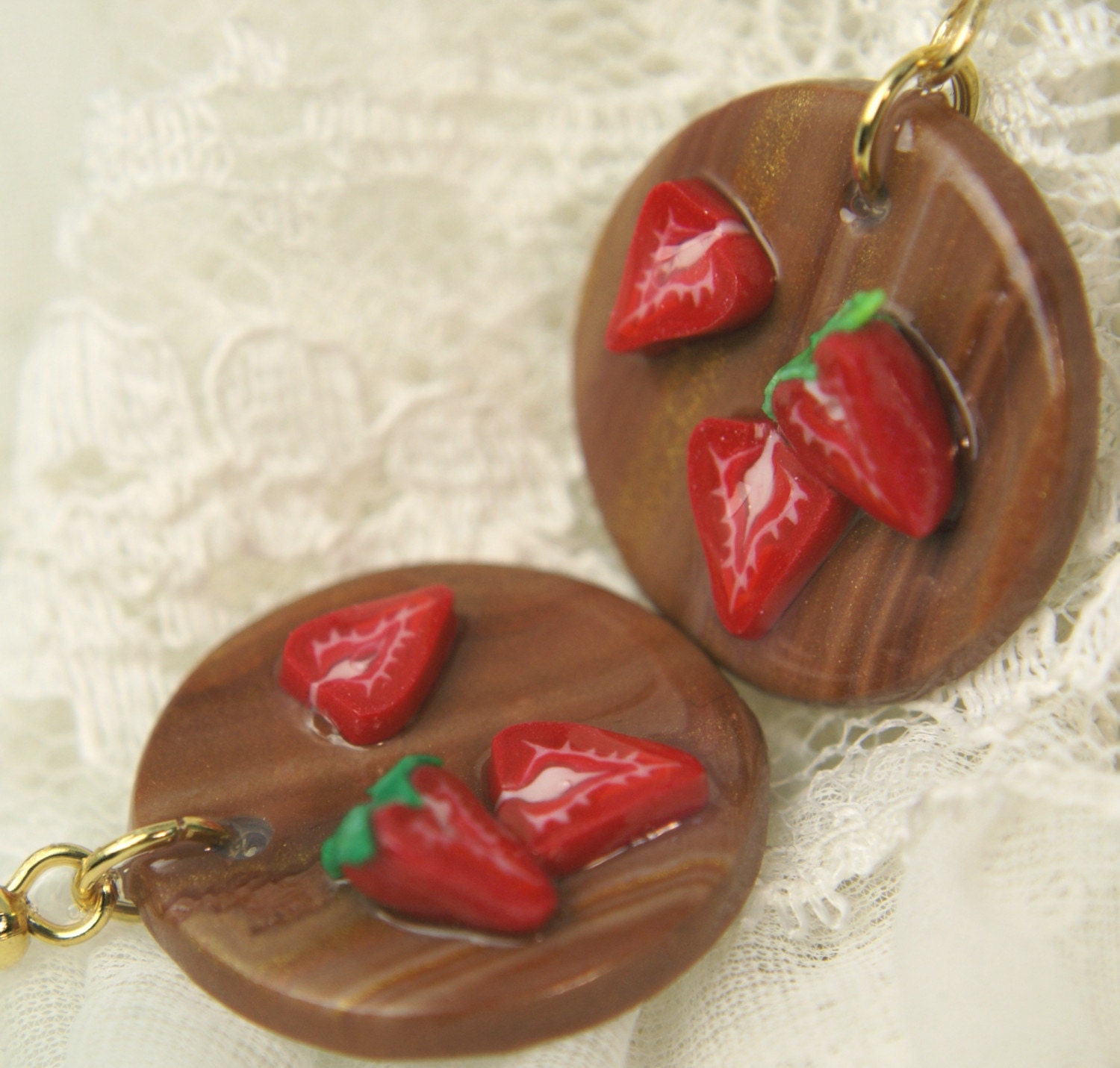 Sweet Strawberry Slice Earrings