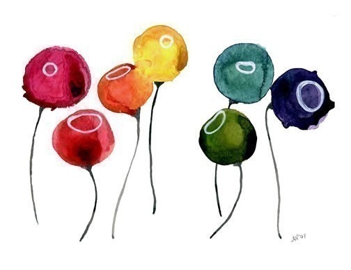 Watercolour Poppies Print for your Kitchen Office Bathroom and Home