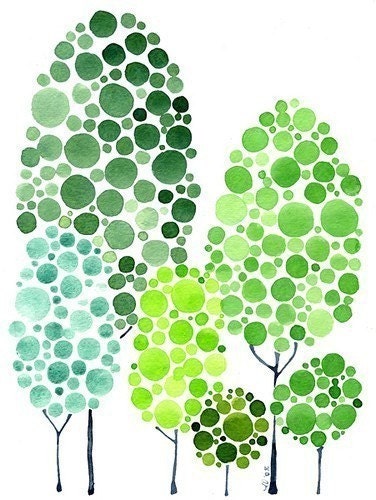 Personalized Family Tree Forest Watercolor Painting Custom Just For You
