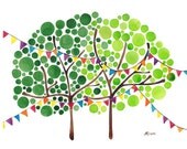 Watercolour Celebration Country Fair Art Print Kitchen Wall Decor