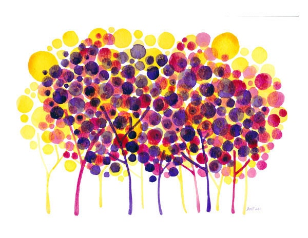 Colorful Impositions Original Watercolour Landscape Painting - on sale