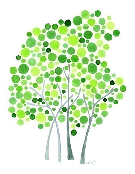 Watercolor Tree Artwork Circle of Friends Art Print of Original Painting Nursery Children Wall Art