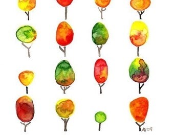 Autumn in The Petite Forest Watercolor Art Print