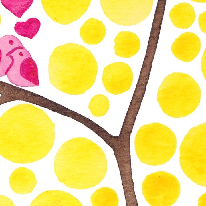 Love Birds Watercolour Art Love is Golden Print Home Wall Art