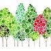 Watercolour Forest Crimson Flourish Art Print Autumn Home Wall Decor