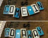 Go Away/Come In - Double Sided Painted Wood Block Banner Sign
