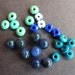 Blue Bursts Stoneware clay beads and coordinating beads set