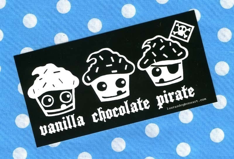 The PIRATE CUPCAKE Large Vinyl Waterproof Sticker