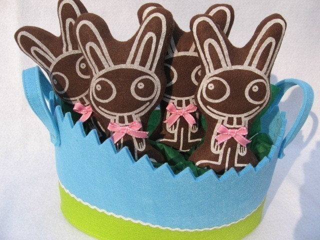 Easter FUNNY BUNNIES Hand Screen Printed Plushie 