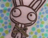 PINK Easter FUNNY BUNNY Hand Screen Printed Plushie 