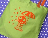 Orange You Glad It's Raining Lime Green Reusable Shopping Tote