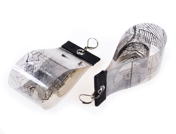 earrings . film . silver drop . oversized 3 inches