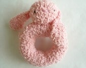 Hold Me Bunny Soft Crochet ring toy baby pink