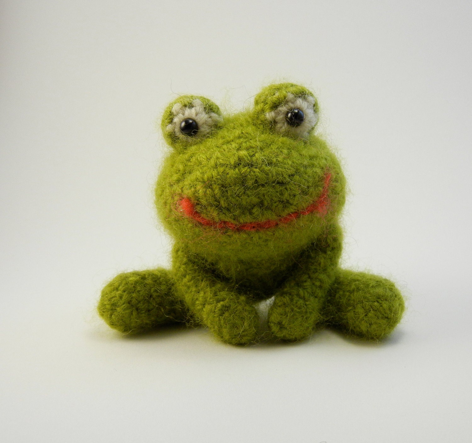 Felted Wool Crochet Frog Small