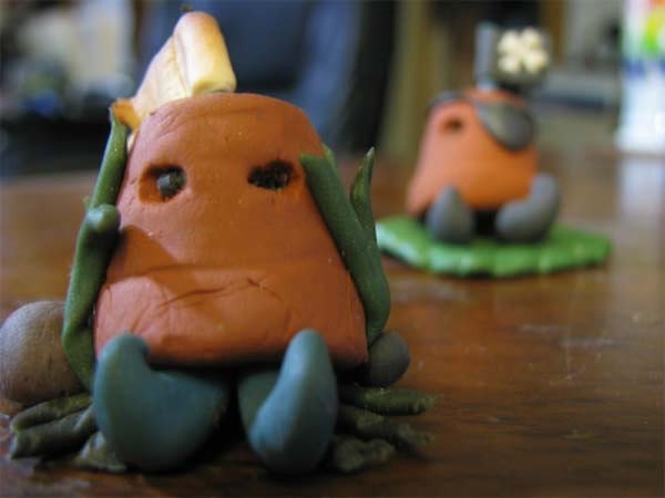 Pot heads Handmade Sculpey figure- The Surrender of a Garden Gnome