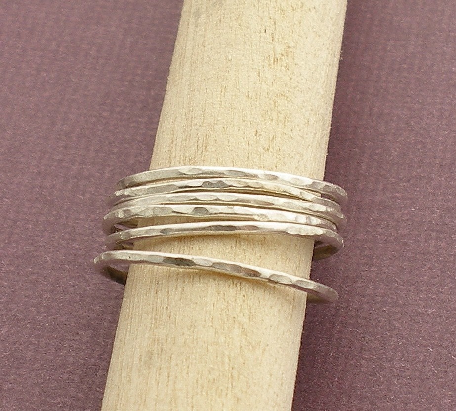 Stacking Promise Rings in Recycled Sterling Silver (set of 6)