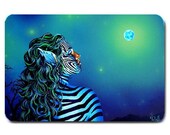 RW2 Animal Hybrid Bathmat Giraffe Panda Elephant Zebra Springbok surreal art Jungle bamboo tree red blue green orange bathroom